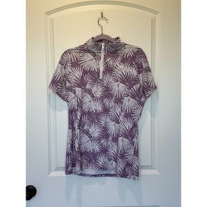 Piper by Smartpak Short Sleeve Sun Shirt Purple Palm Print Size Large